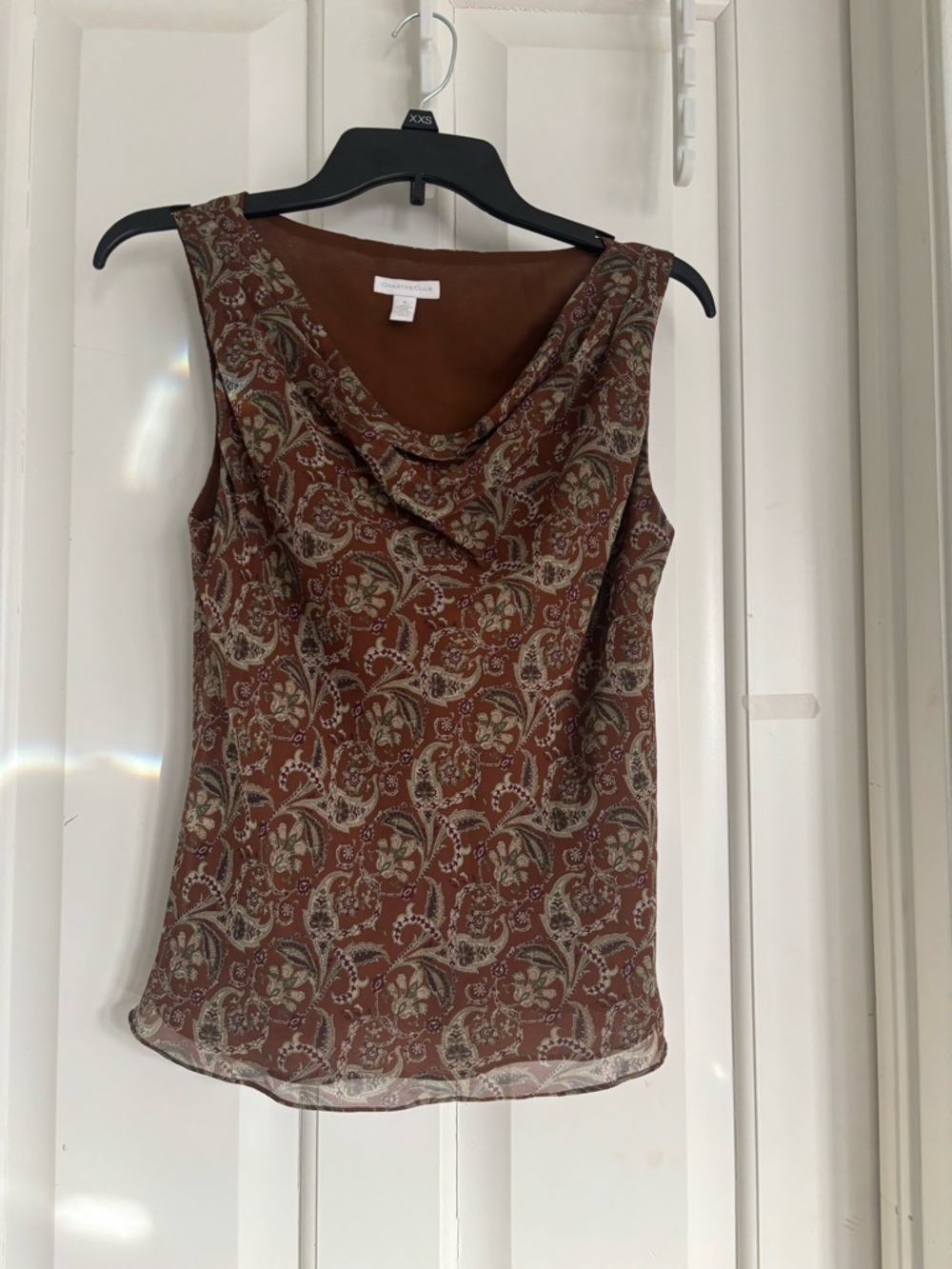 Charter Club Brown Paisley Cowl Neck Camisole size 4